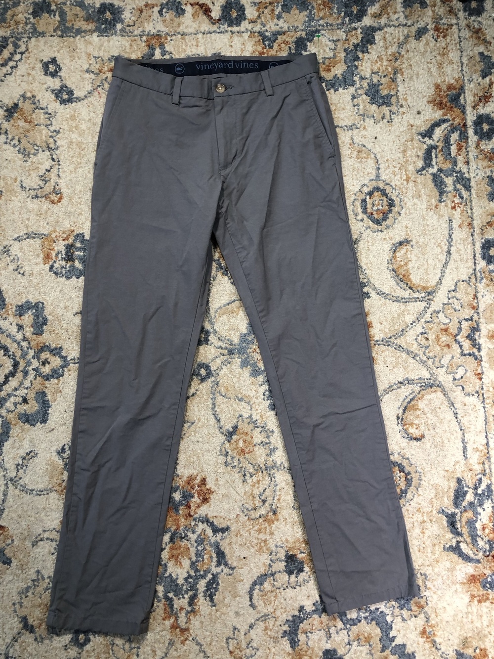 Vineyard Vines Pants Mens 30x32 Gray On-The-Go Stretch Slim Chino Casual Travel